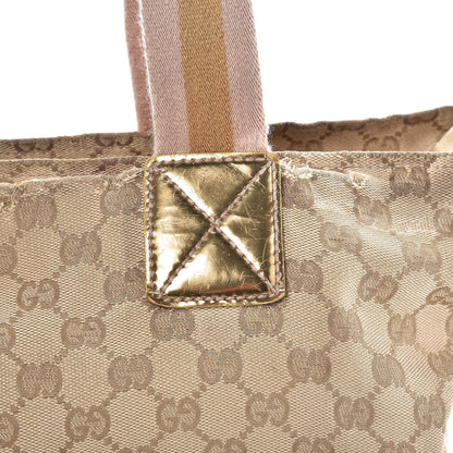 Gucci GG Monogram Medium Web Handle Bucket Tote Pink Gold 16 of 21