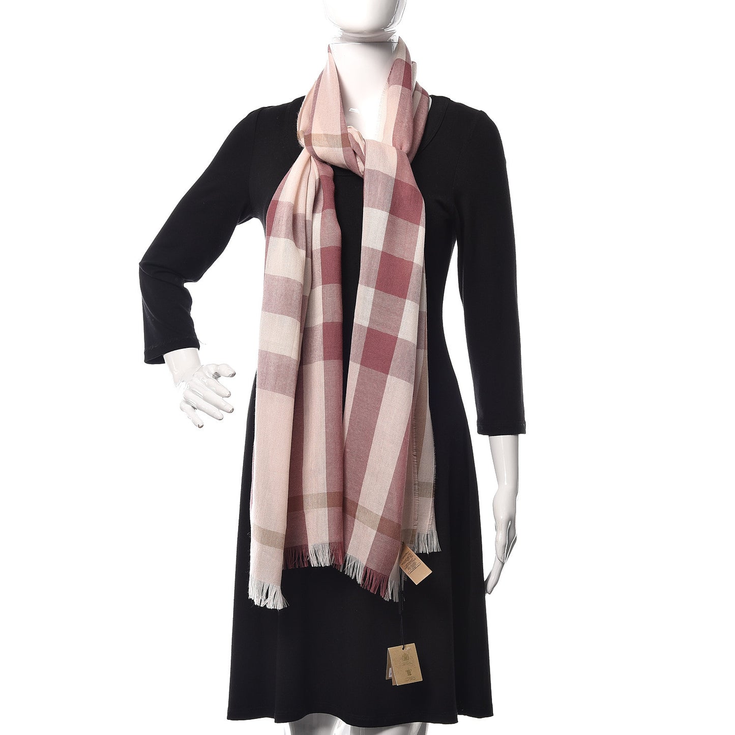 Wool Check Lightweight Scarf Chalk Pink