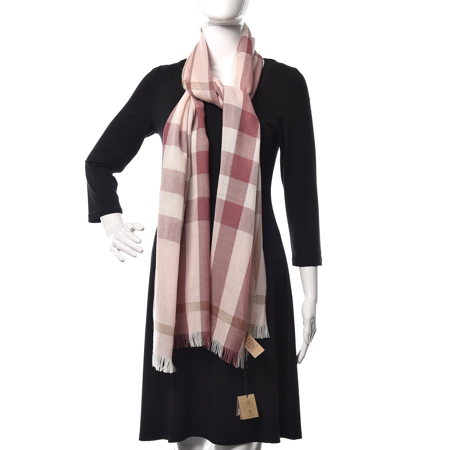 Burberry Wool Check Lightweight Scarf Chalk Pink 2 of 5
