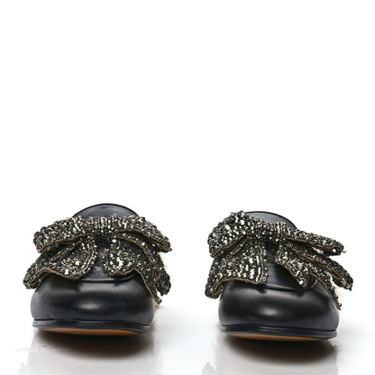 Gucci Malaga Kid Fur Crystal Bow Embroidered Womens Princetown Slippers 38.5 Black 2 of 7