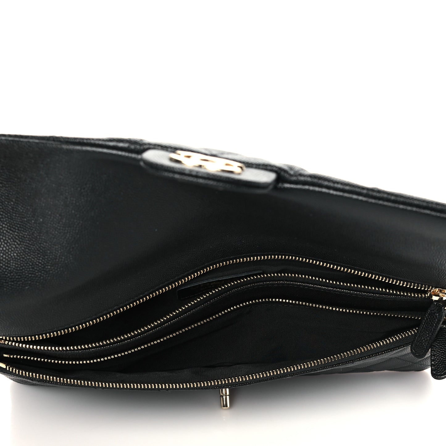 Caviar Quilted Flap Clutch Black