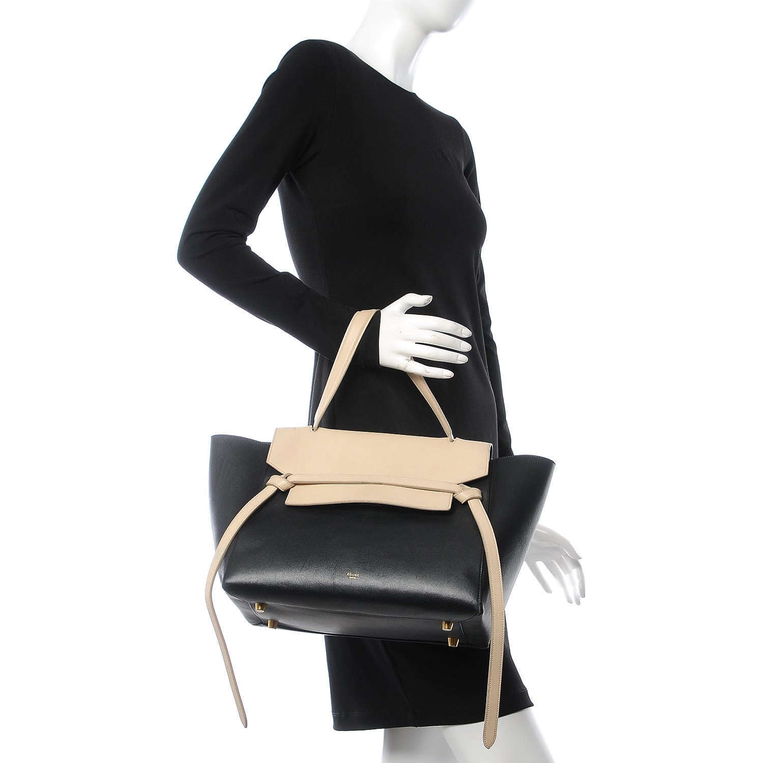 Celine Smooth Calfskin Small Bi-Color Belt Bag Black Cream 2 of 17