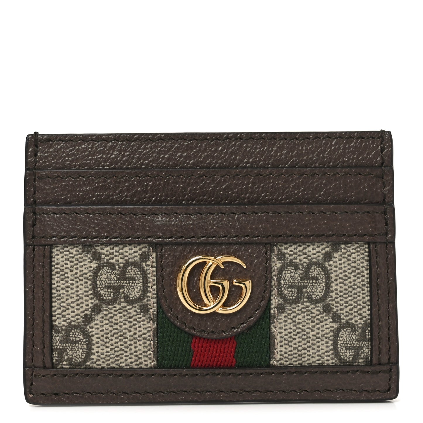 GG Supreme Monogram Textured Dollar Calfskin Ophidia Card Holder Beige Ebony New Acero