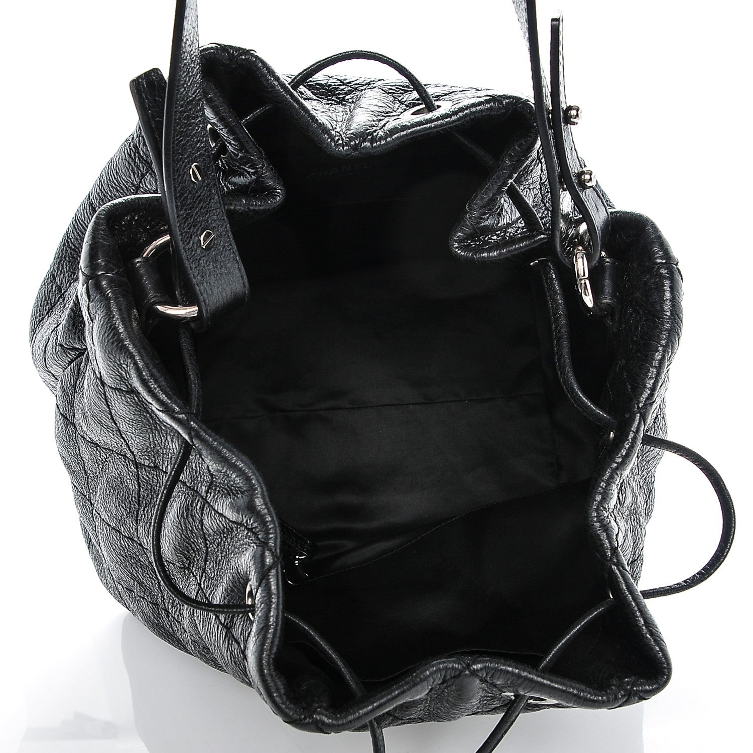 Chanel Glazed Calfskin On The Road Drawstring Tote Black 5 of 7
