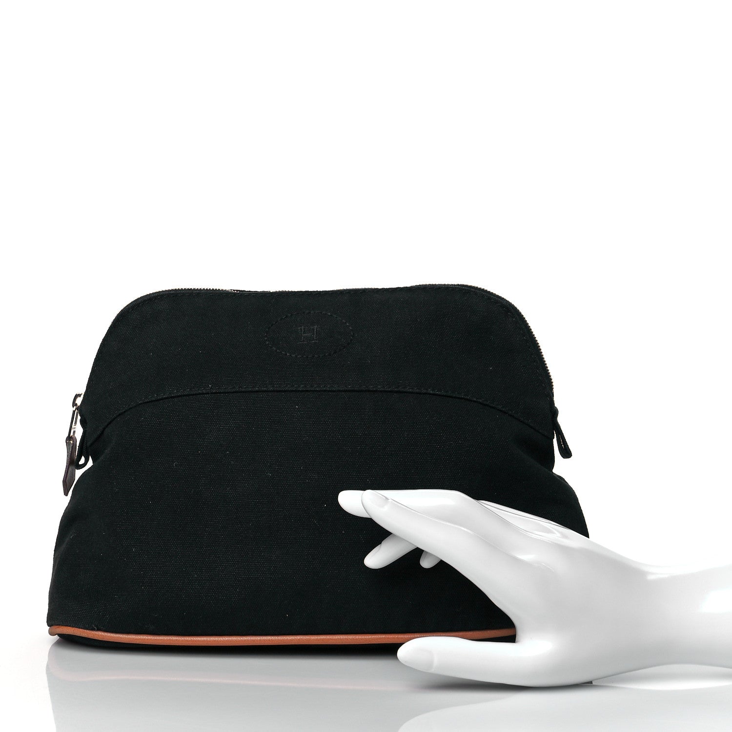 Hermes Cotton Canvas Bolide Travel Cosmetic Pouch MM Black 2 of 11