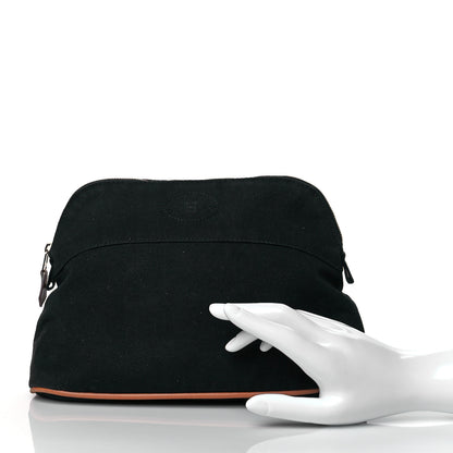 Hermes Cotton Canvas Bolide Travel Cosmetic Pouch MM Black 2 of 11