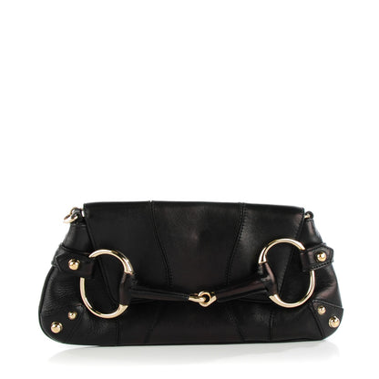 Gucci Calfskin Small Horsebit Chain Clutch Black 1 of 7