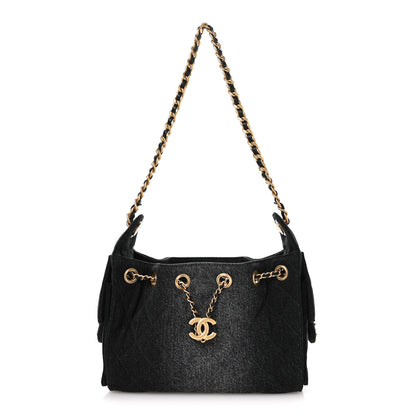 Chanel Washed Denim Quilted Mini Chanel 25 Handbag Black 1 of 11