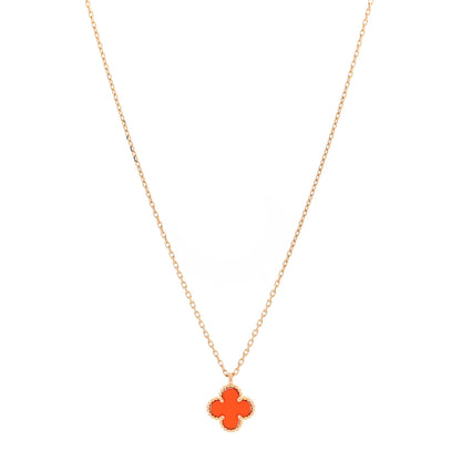 Van Cleef & Arpels 18K Rose Gold Carnelian Sweet Alhambra Pendant Necklace 1 of 5
