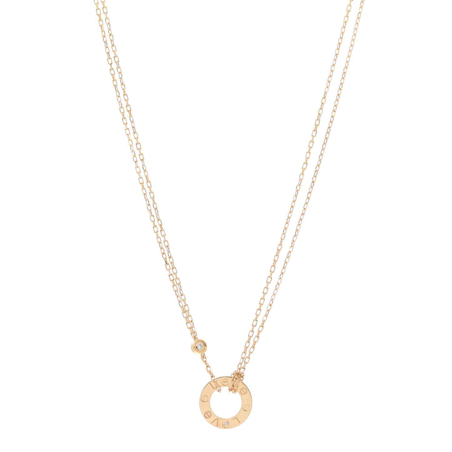 18K Yellow Gold 2 Diamond LOVE Necklace