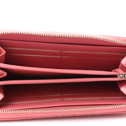 Chanel Caviar Chevron Large Gusset Zip Around Wallet Pink 5 of 9