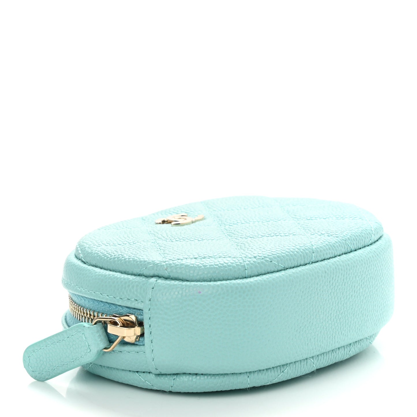 Caviar Quilted Zip Around Classic Coin Purse Light Blue