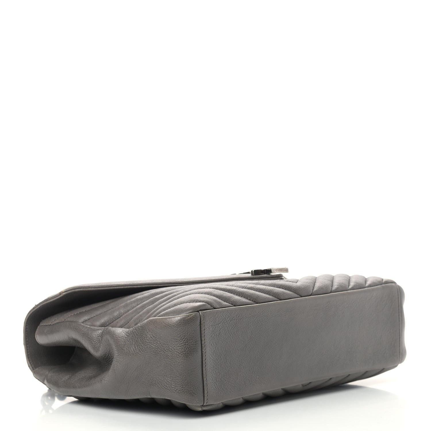 Saint Laurent Sheepskin Matelasse Chevron Monogram Large College Satchel Dark Anthracite 4 of 13
