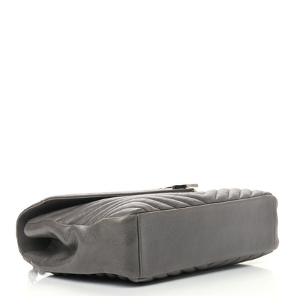 Saint Laurent Sheepskin Matelasse Chevron Monogram Large College Satchel Dark Anthracite 4 of 13