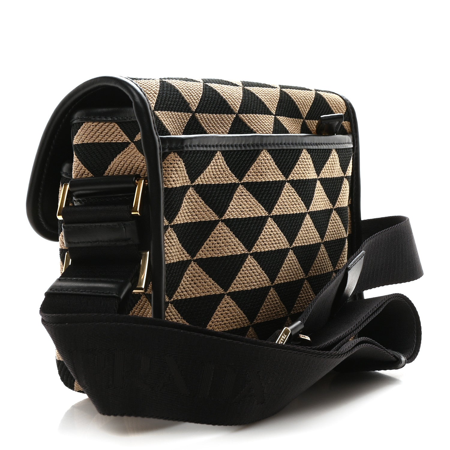 Prada Jacquard Saffiano Triangolo Symbole Embroidered Messenger Bag Black Corda 4 of 11