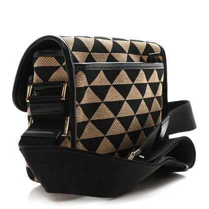 Prada Jacquard Saffiano Triangolo Symbole Embroidered Messenger Bag Black Corda 4 of 11
