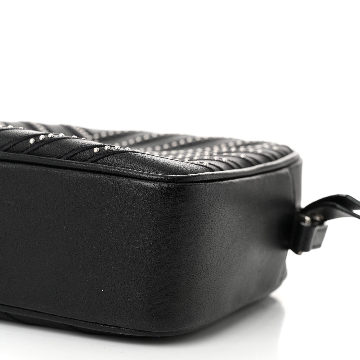 Saint Laurent Calfskin Studded Matelasse Monogram Lou Camera Bag Black 10 of 10