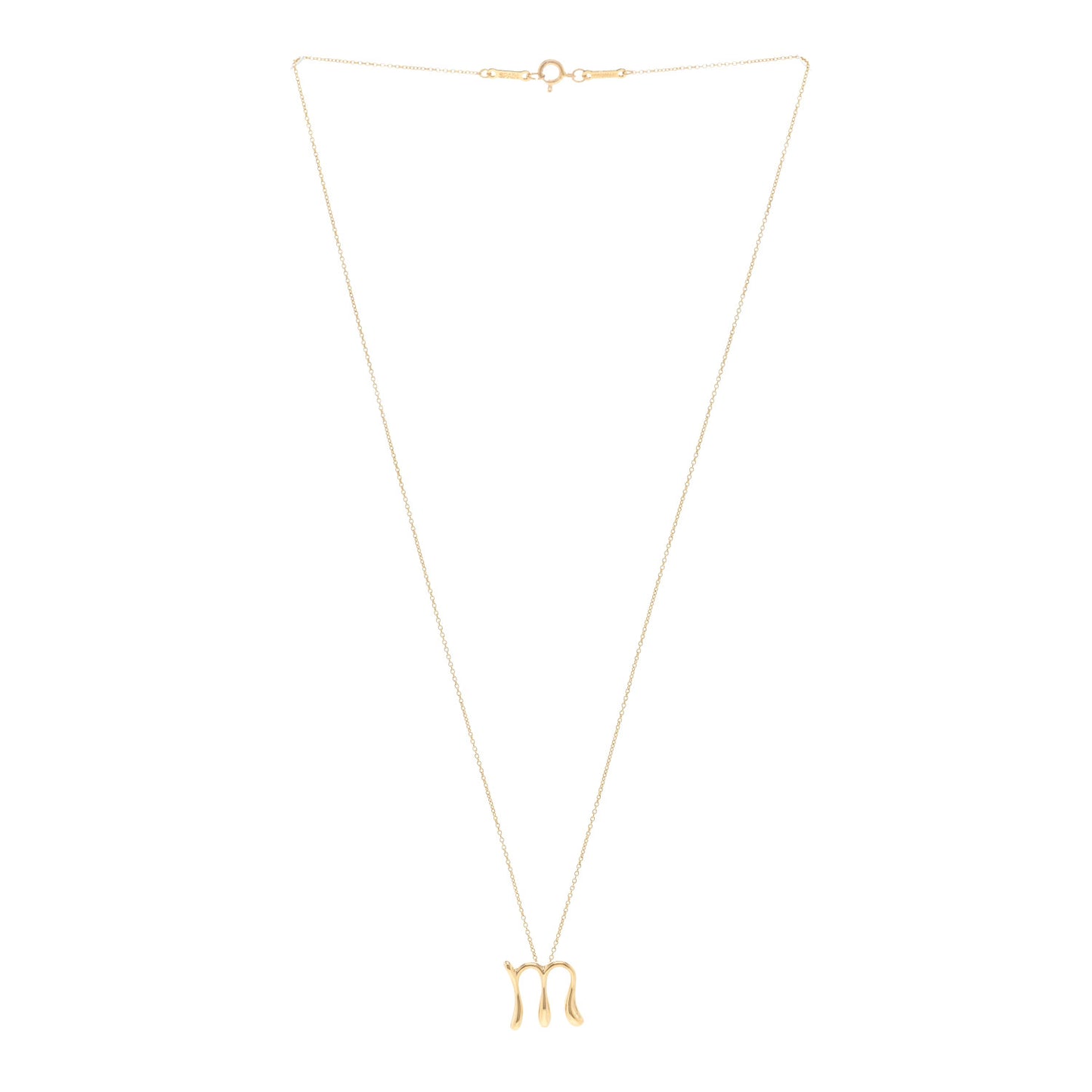 18K Yellow Gold Elsa Peretti Letter M Pendant Necklace
