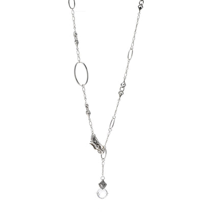 John Hardy Sterling Silver White Topaz Sapphire Legends Naga Lariat Necklace 1 of 5