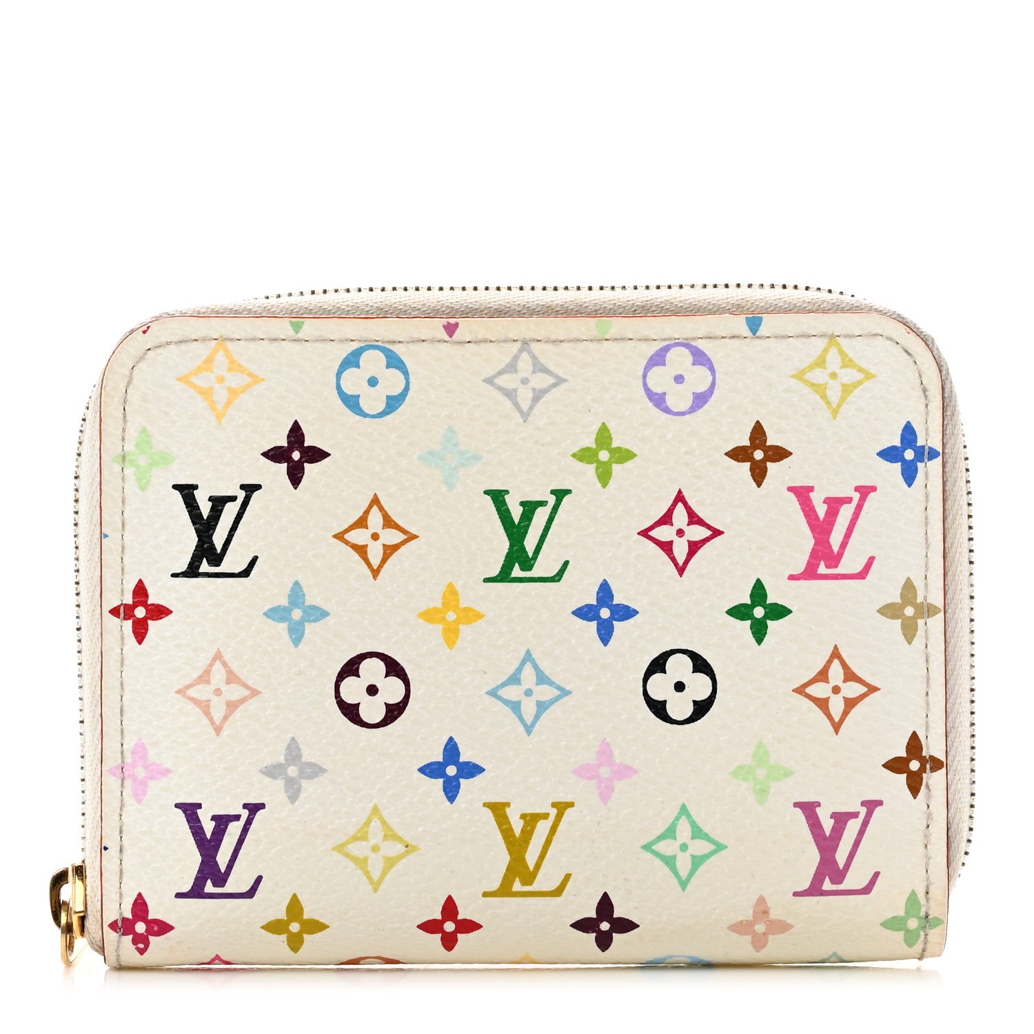 Louis Vuitton Monogram Multicolor Zippy Coin Purse Wallet White Litchi 1 of 8