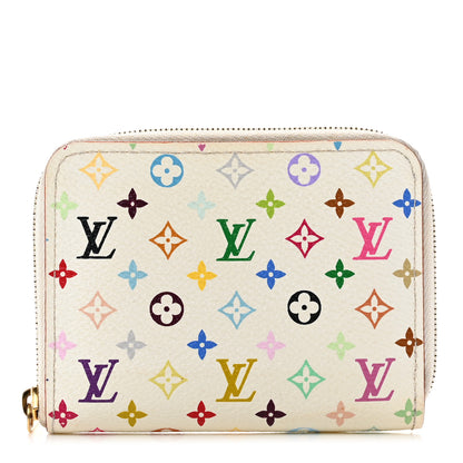 Louis Vuitton Monogram Multicolor Zippy Coin Purse Wallet White Litchi 1 of 8