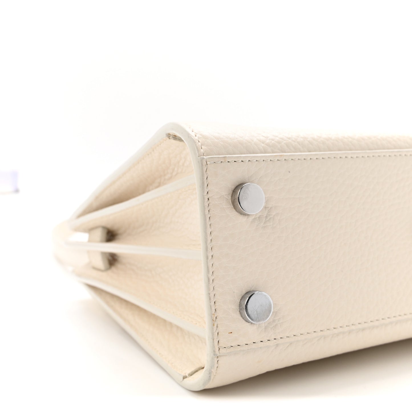 Grained Calfskin Nano Sac de Jour Dove White