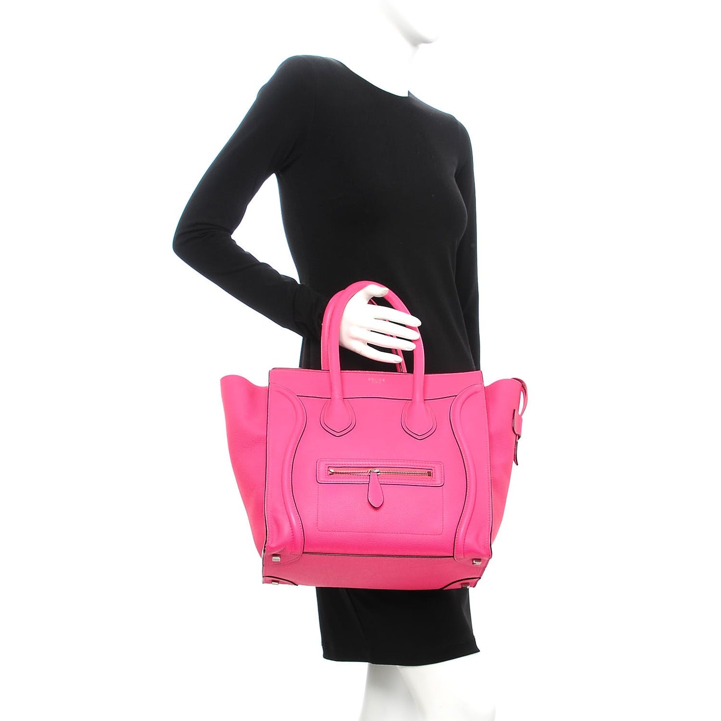Drummed Calfskin Mini Luggage Fluo Pink