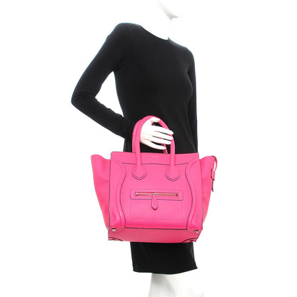 Celine Drummed Calfskin Mini Luggage Fluo Pink 2 of 26