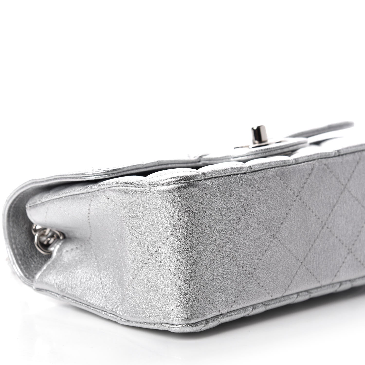 Chanel Metallic Lambskin Quilted Mini Rectangular Flap Silver 6 of 11