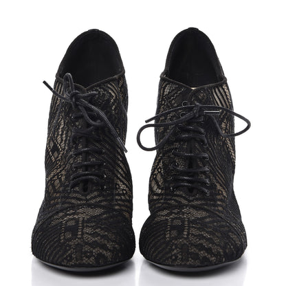 Chanel Lace Mesh Kid Suede Pearl Lace Up Booties 40 Black 2 of 10