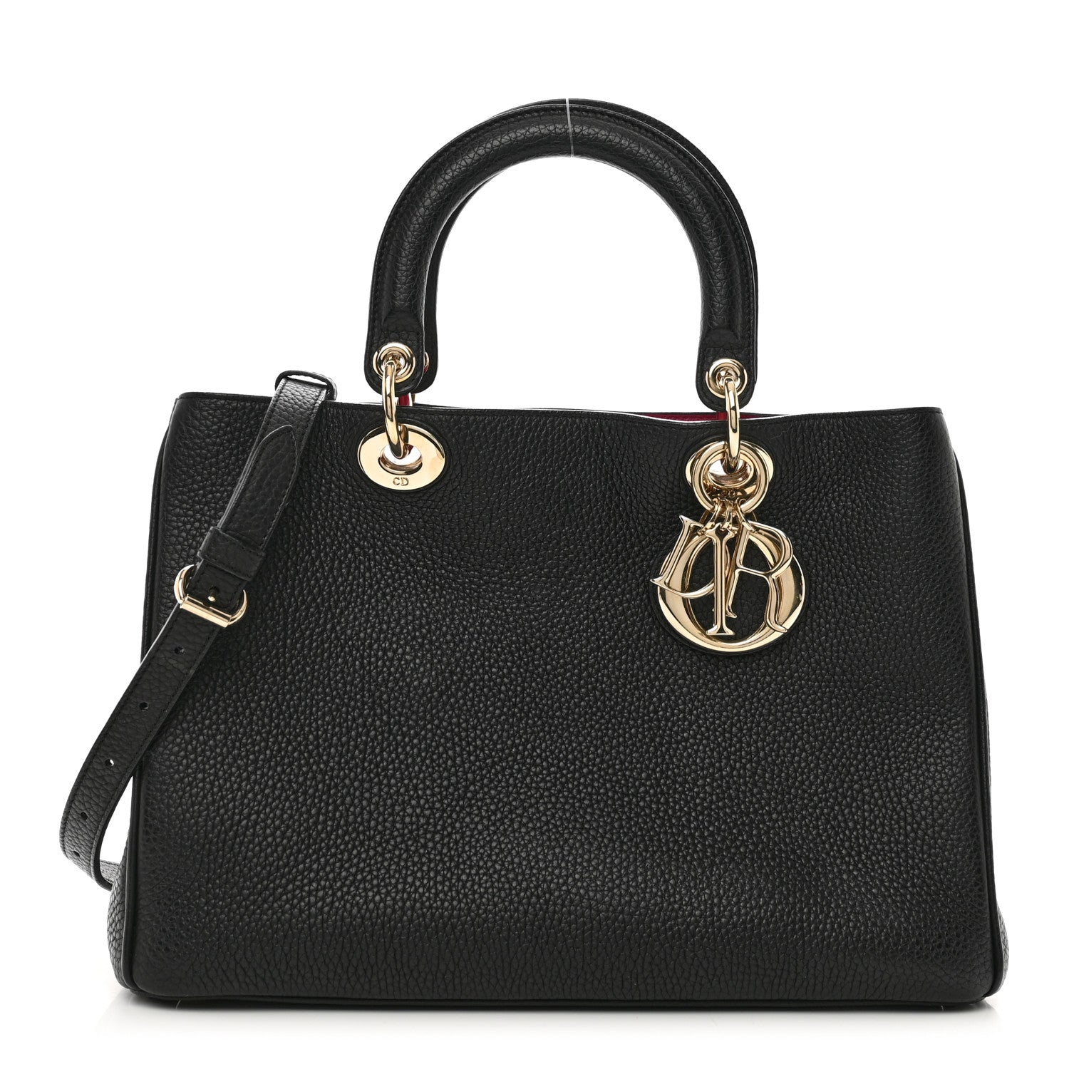 Christian Dior Bullcalf Medium Diorissimo Tote Black Rose Indien 1 of 10