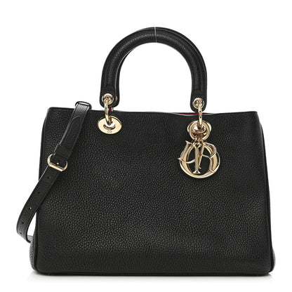 Christian Dior Bullcalf Medium Diorissimo Tote Black Rose Indien 1 of 10