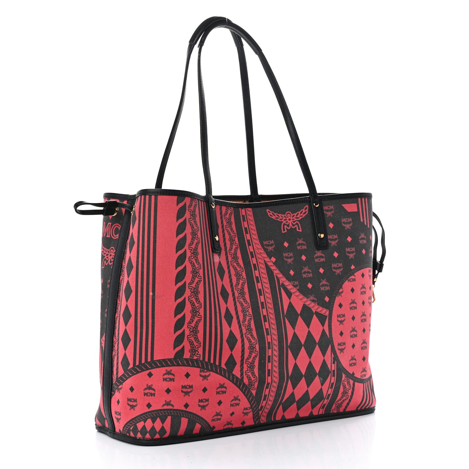 MCM Visetos Medium Project Reversible Shopper Tote Cognac 14 of 18