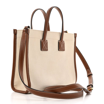 Burberry Smooth Calfskin Canvas Horseferry Print Mini Towner Bag Natural Tan 2 of 11