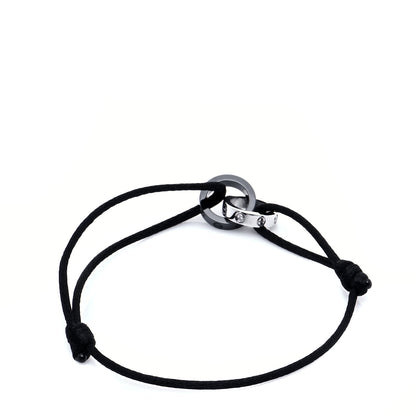 Cartier 18K White Gold Ceramic 4 Diamond LOVE Cord Bracelet Black 3 of 9