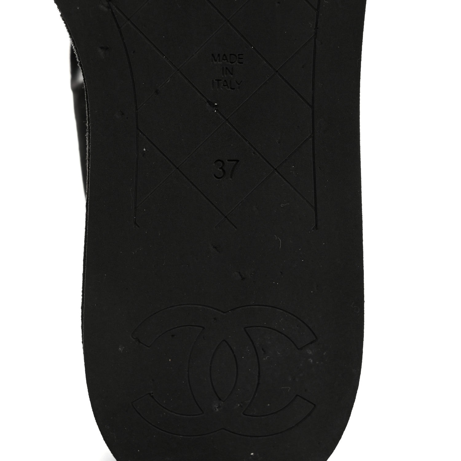Chanel Suede Calfskin Peep Toe Wedge Sandals 37 Black 8 of 8