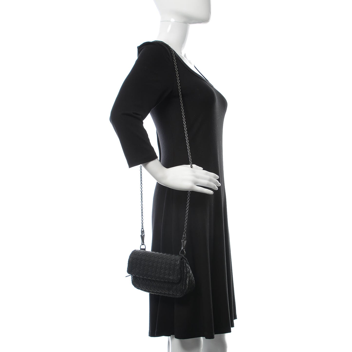 Nappa Intrecciato Mini Chain Messenger Black