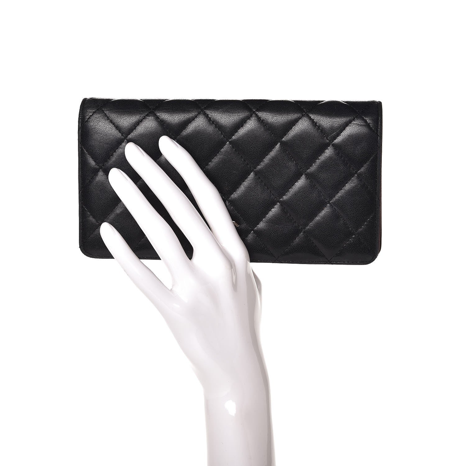 Chanel Lambskin Quilted Yen Wallet Black 2 of 14