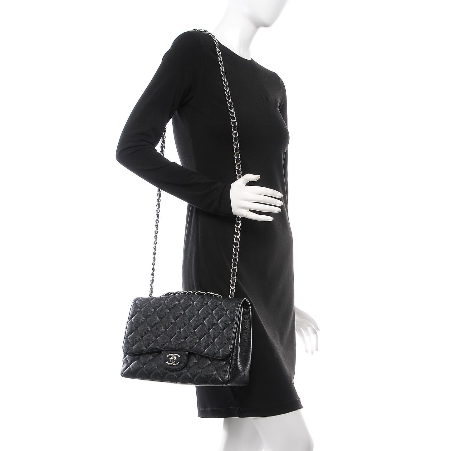 Caviar Quilted Jumbo Single Flap Black