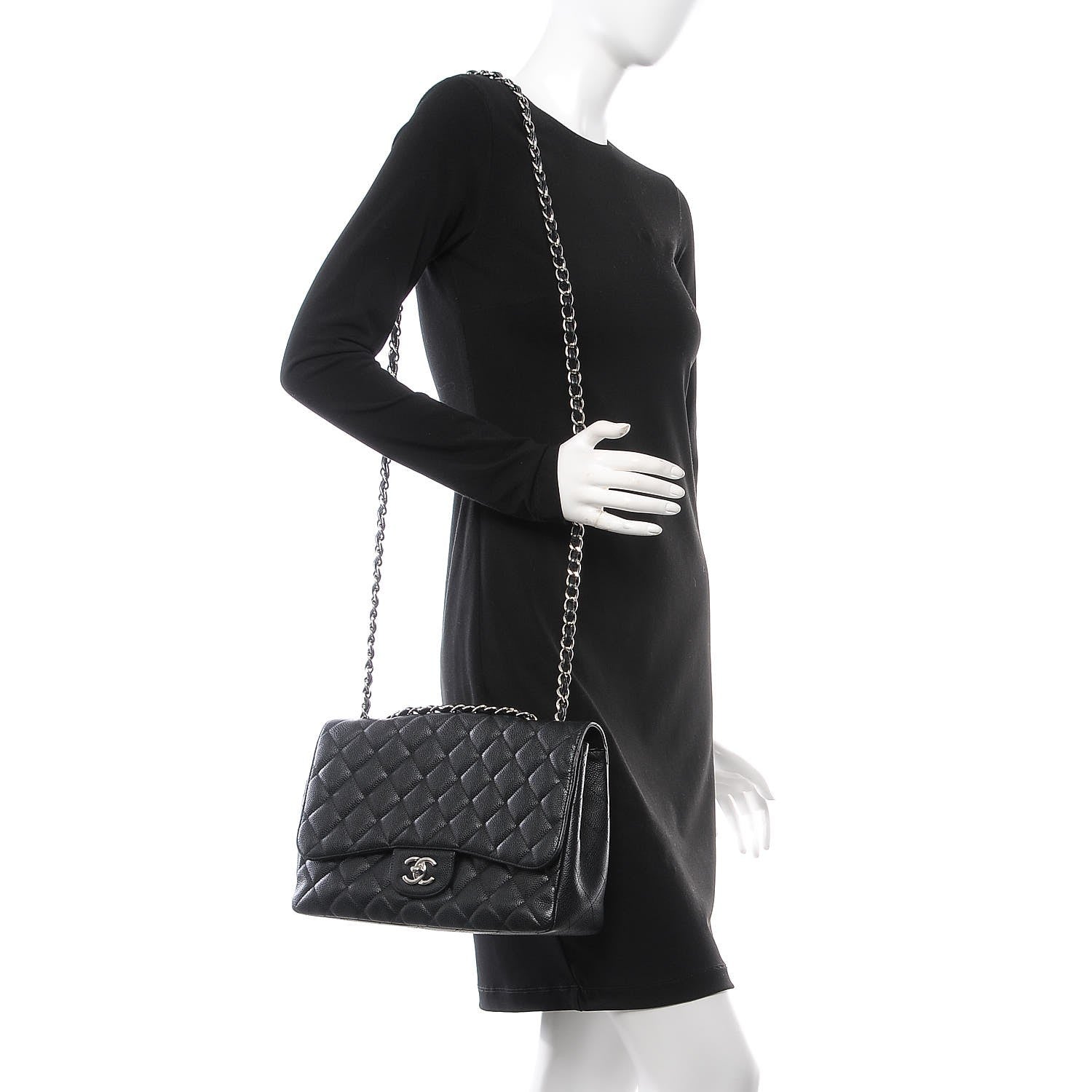 Chanel Caviar Quilted Jumbo Single Flap Black 3 of 10