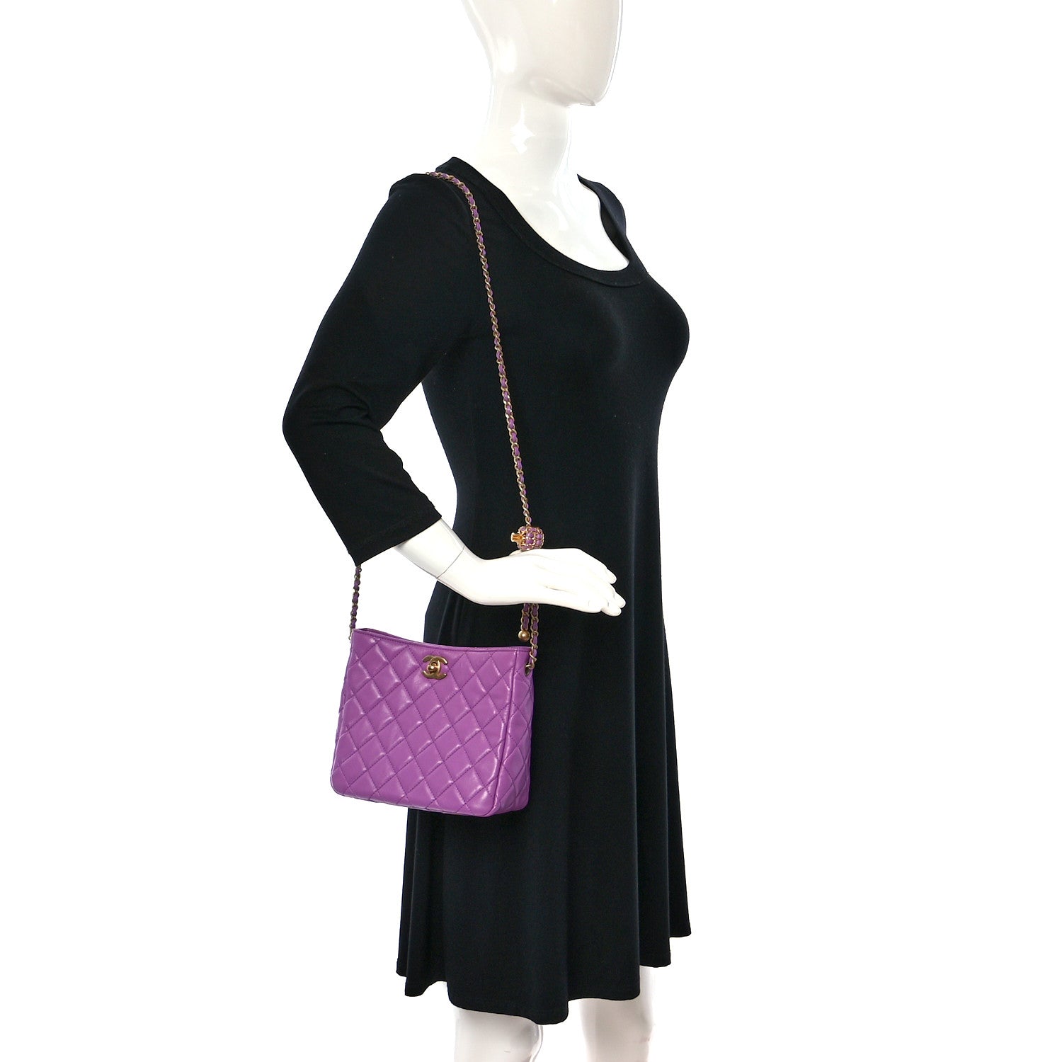 Chanel Lambskin Quilted Small Pearl Crush Hobo Purple 2 of 9
