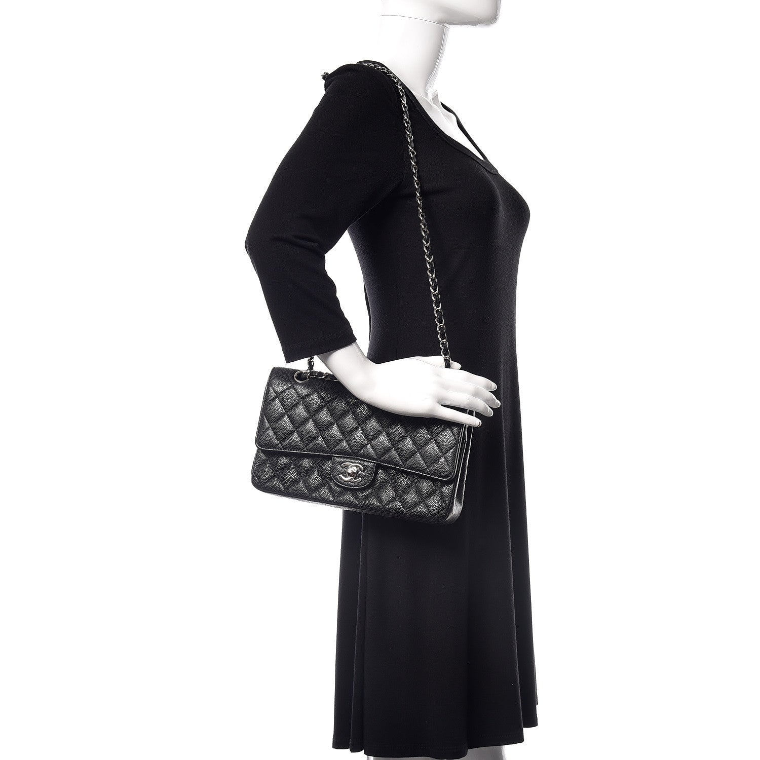Chanel Caviar Quilted Medium Double Flap Black 2 of 12
