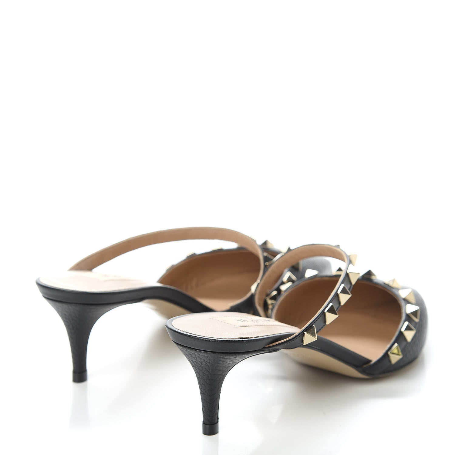 Valentino Garavani Pebbled Calfskin Rockstud Cross Strap 50mm Mules 36 Black 4 of 9