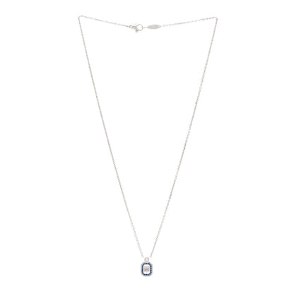 Harry Winston Platinum Diamond Blue Sapphire HW Logo Pendant Necklace 3 of 5