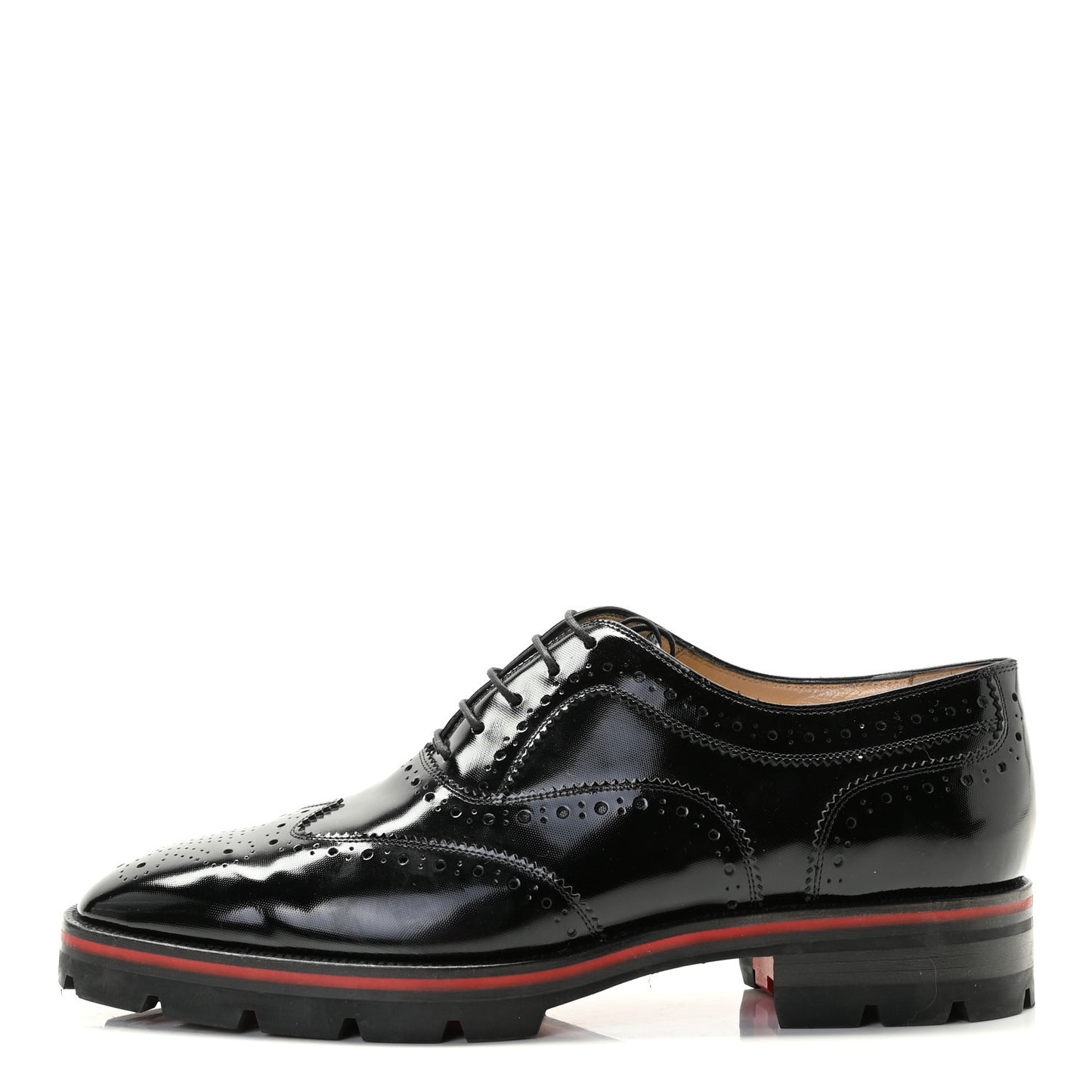 Patent Calfskin Laurlaf Brogue Derby Shoes 40.5 Black