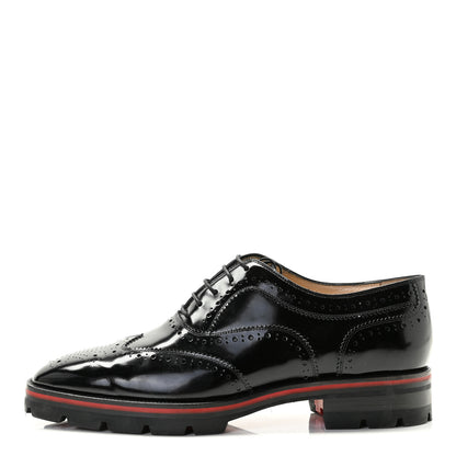 Christian Louboutin Patent Calfskin Laurlaf Brogue Derby Shoes 40.5 Black 1 of 9