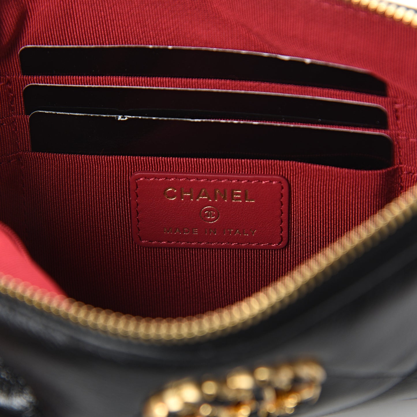 Goatskin Quilted 19 Cosmetic Case Black