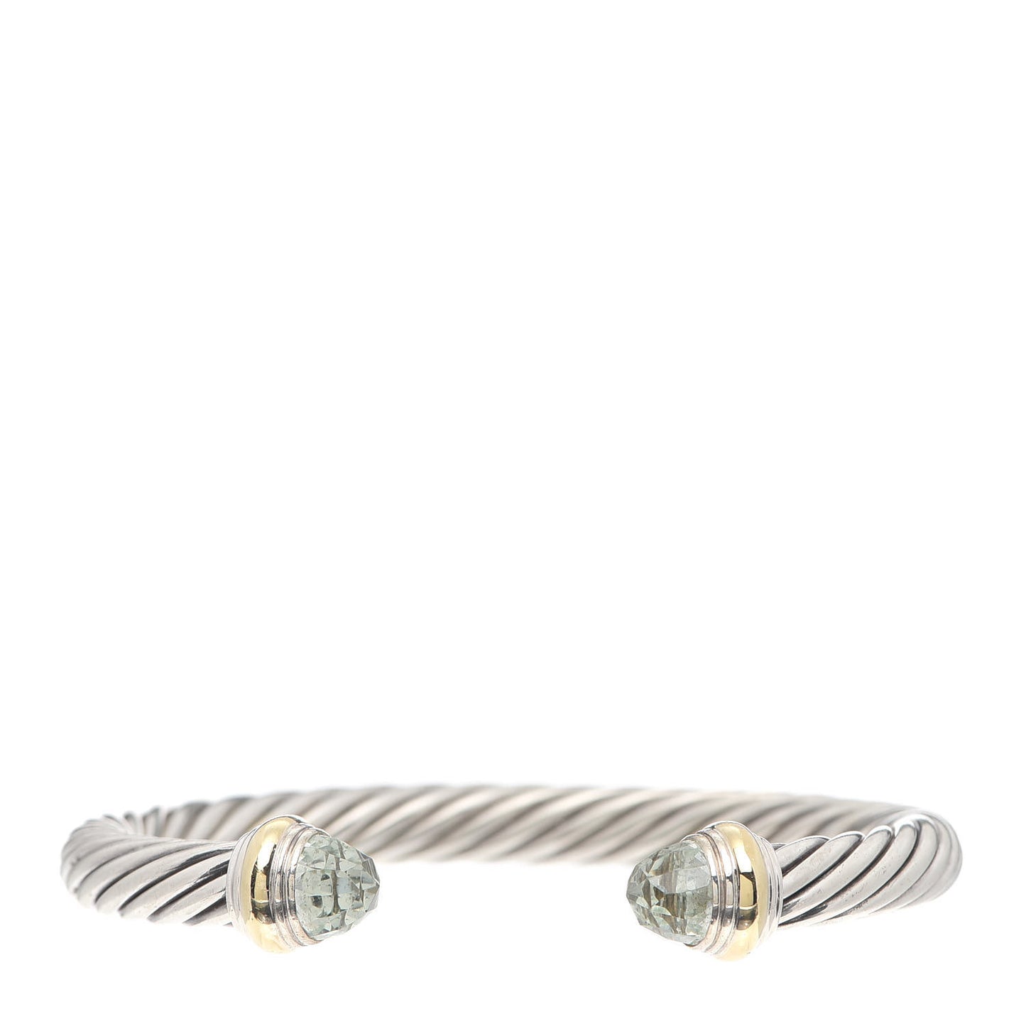 Sterling Silver 14K Yellow Gold Prasiolite 7mm Cable Classics Bracelet