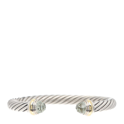 David Yurman Sterling Silver 14K Yellow Gold Prasiolite 7mm Cable Classics Bracelet 1 of 5