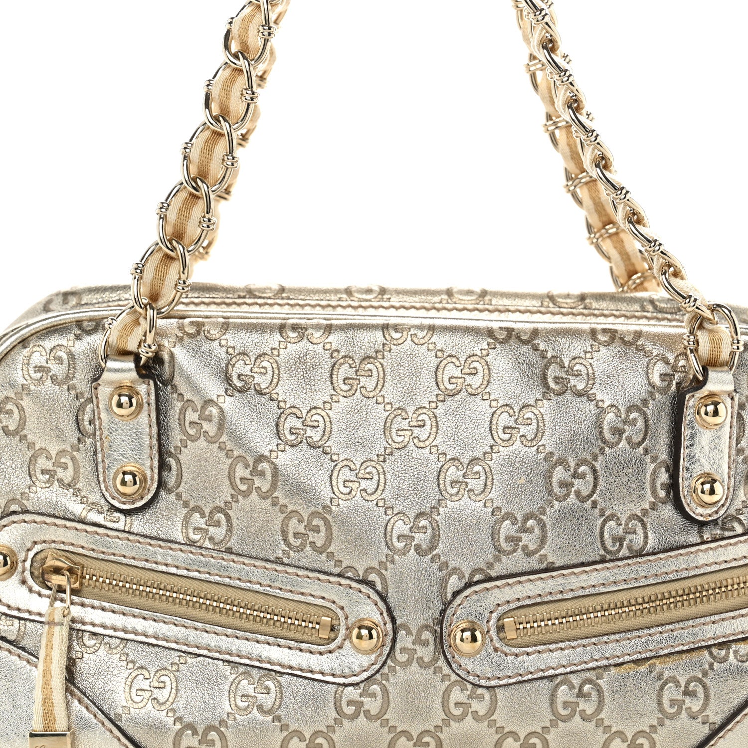 Gucci Guccissima Small Capri Satchel Metallic Gold 8 of 10